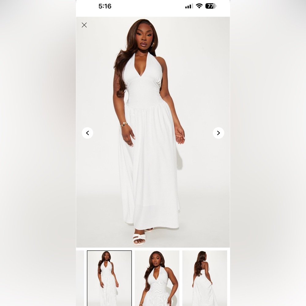 Elegant White Halter Maxi Dress